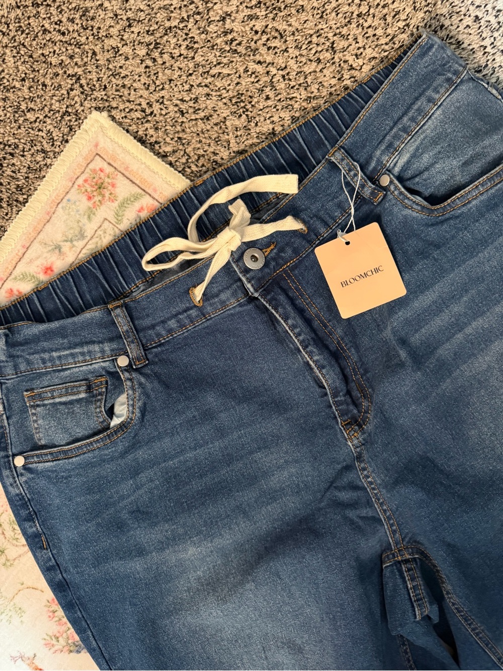 BloomChic Women's Dark Blue Drawstring Jeggings